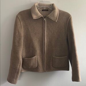 Vintage Seventy Venezia Italian wool blend zip collared jacket with ribbon trim